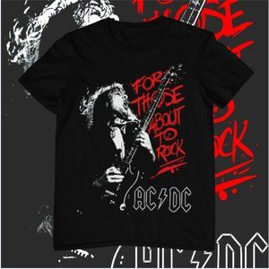 AC/DC Graphic T-shirt Custom Made Rock Bands Cotton Tee Black Bootleg